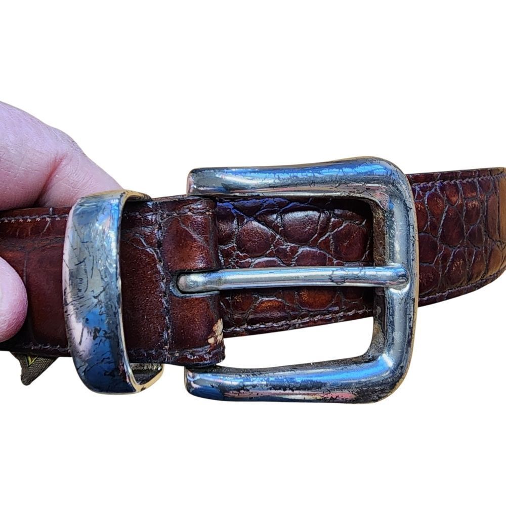 Trafalgar Mens Belt Gator Embossed Brown Leather      Sz 44